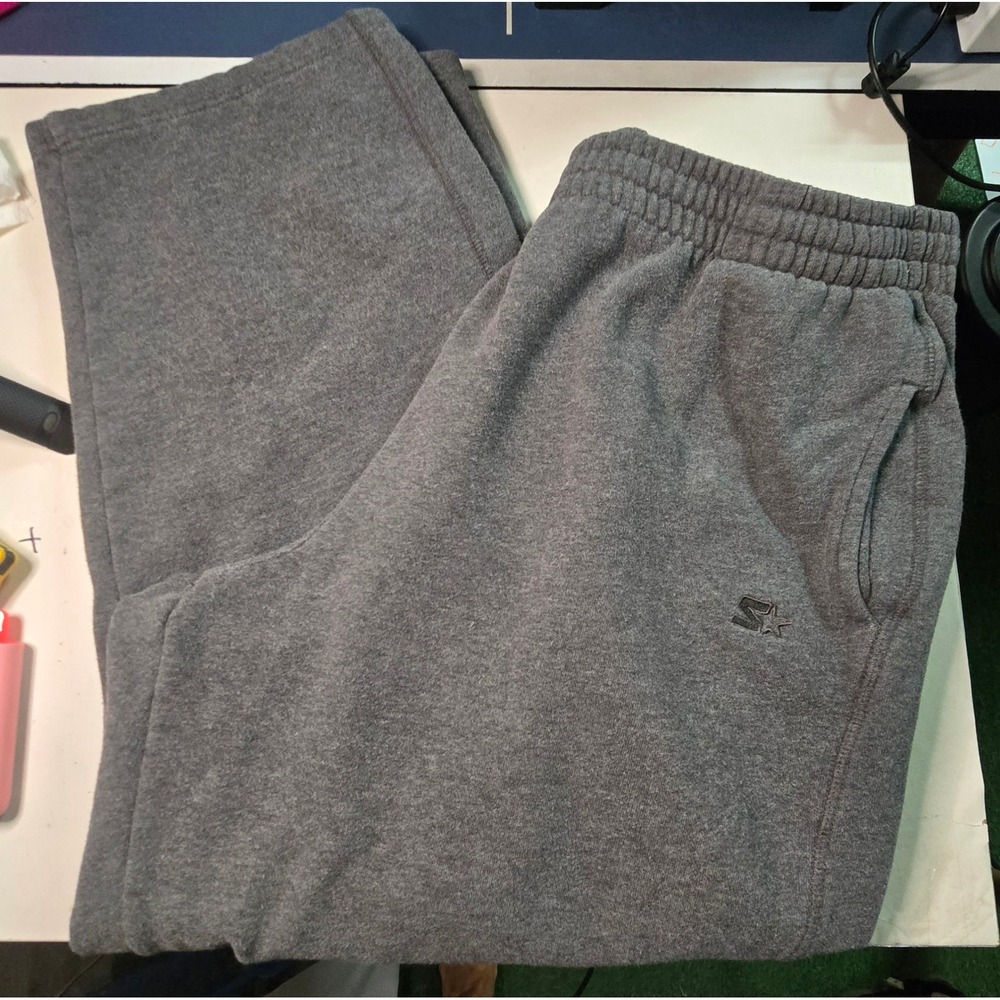 Starter Mens Charcoal Gray Fleece Sweatpants Zipped Ankle Joggers XL 40-42